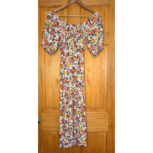 Billabong Floral Puff Sleeve Midi Dress Boho Cottagecore XS